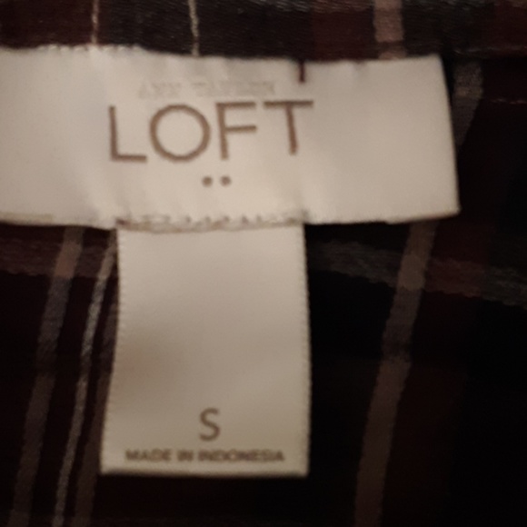 LOFT LS PLAID BLOUSE S - Picture 2 of 3